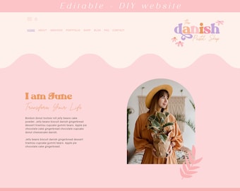 Colorful Wix Website Template - bright retro - Portfolio Wix template - Coach - Blog - Online Store - playful website design - Danish Pastel