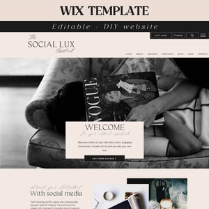 Wix Website Template - wix template for virtual assistant - luxury wix website - premium website design - Social Media Manager - Social Lux
