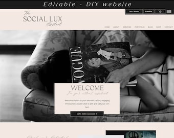 Wix Website Template - wix template for virtual assistant - luxury wix website - premium website design - Social Media Manager - Social Lux