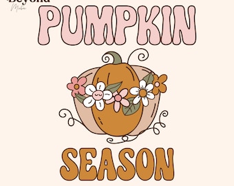 Pumpkin Season png - Fall svg - Autumn svg - Boho Fall png- Thanksgiving svg - retro Autumn - Sublimation - Cut File Cricut Silhouette - A1
