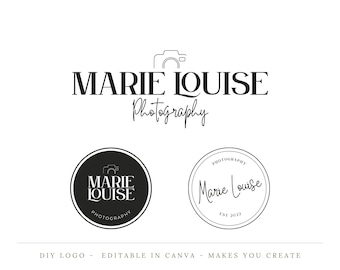 Editable Minimal Photographer Logo - DIY Modern photography Logo - Luxury Logo - minimalistic simple Logo - Instant Download - Marie Louise