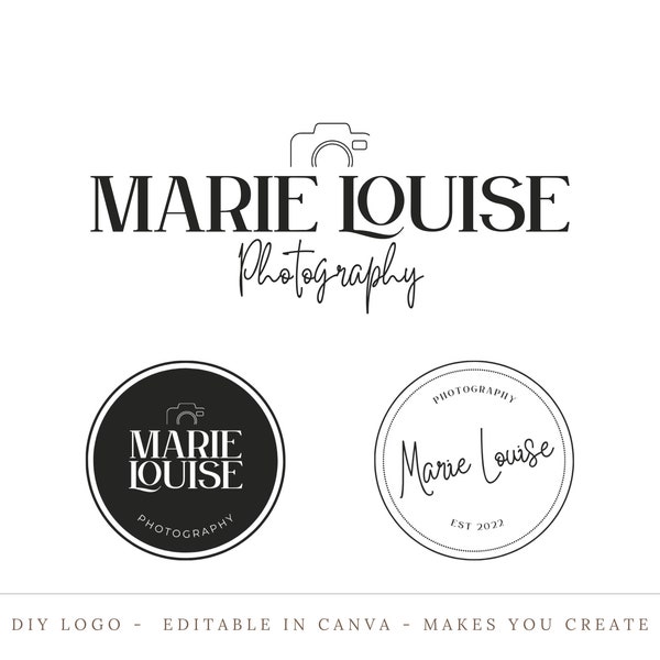 Editable Minimal Photographer Logo - DIY Modern photography Logo - Luxury Logo - minimalistic simple Logo - Instant Download - Marie Louise