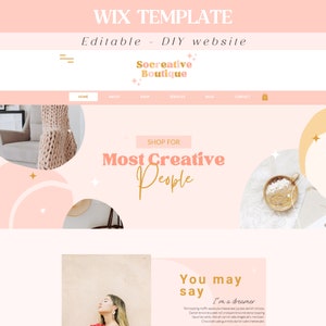 Wix Website Template small business - wix template - Cute, bright and blush design for coach, webshopand small business -  So Creative