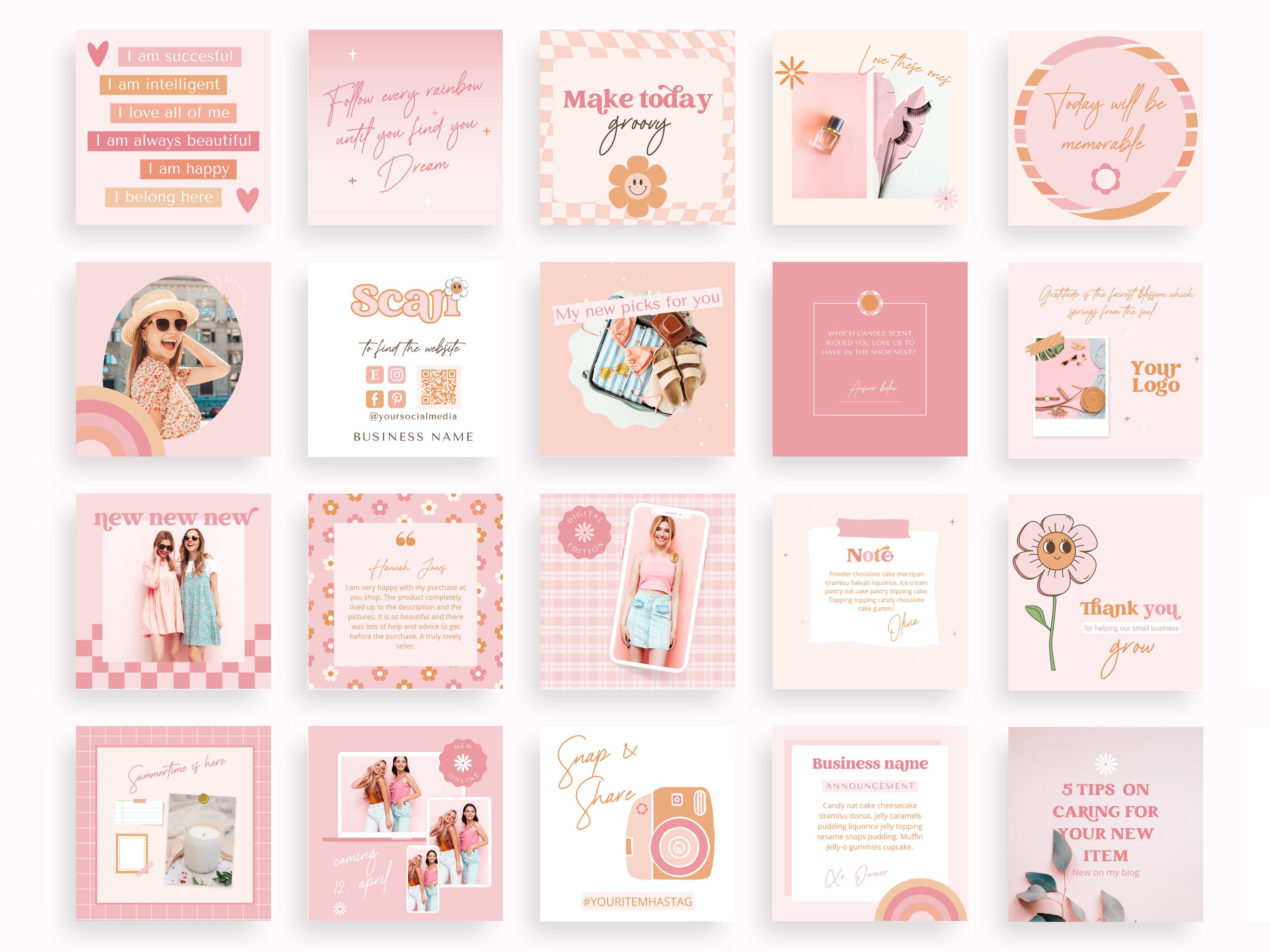 Pastel Instagram Post Template | 90s Social Media Template | Instagram ...
