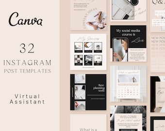 Virtual Assistant Instagram Template | social media template | Instagram post template | Social Media Manager| Canva Template - Social Lux