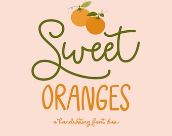 Sweet Oranges handwritten font duo - Script Font - handlettered Font - Cricut Fonts - Procreate Fonts - handlettering - handwriting font