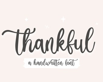 Thankful handwritten Font - Handwritten Script Font - Cricut Fonts - Calligraphy Font - Wedding Font - Christmas Font - Cursive Font