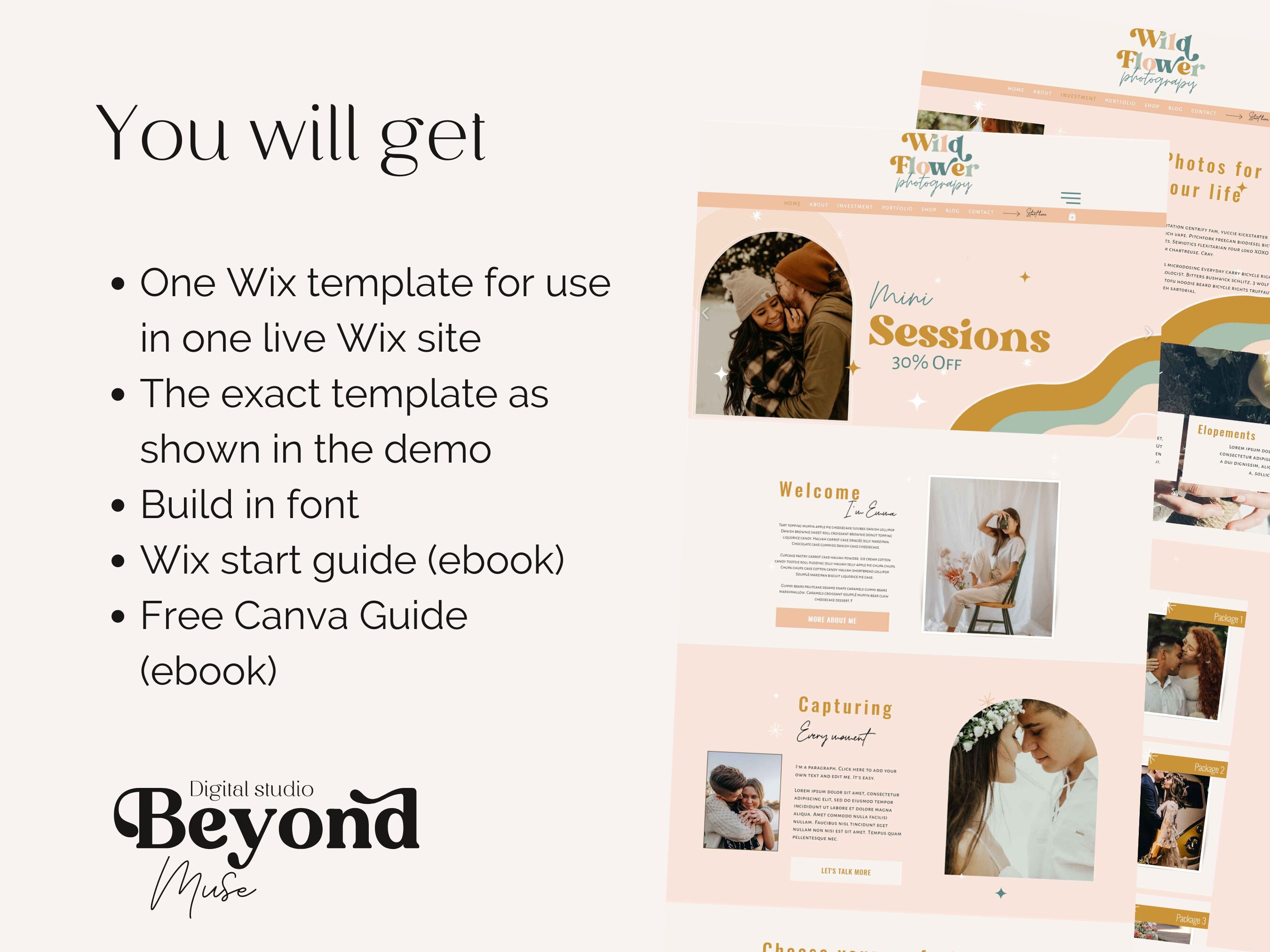 Photographer Wix Template - Boho Wix Website Template - Retro Colorful ...