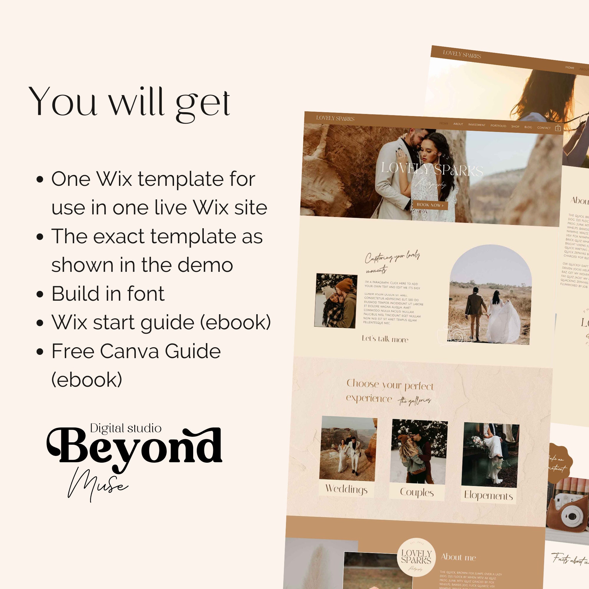 Wix Website Template Photographer - Boho Wix Template - Wedding ...