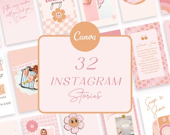 Pastel Instagram story template | 90s social media template | Instagram Branding | Pink Orange Canva | retro colorful stories template- Dawn