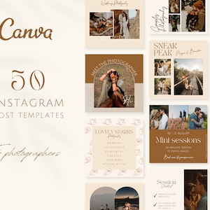 Photographer instagram template  - Boho Photography instagram posts - canva template - wedding photography social media - Lovely Sparks
