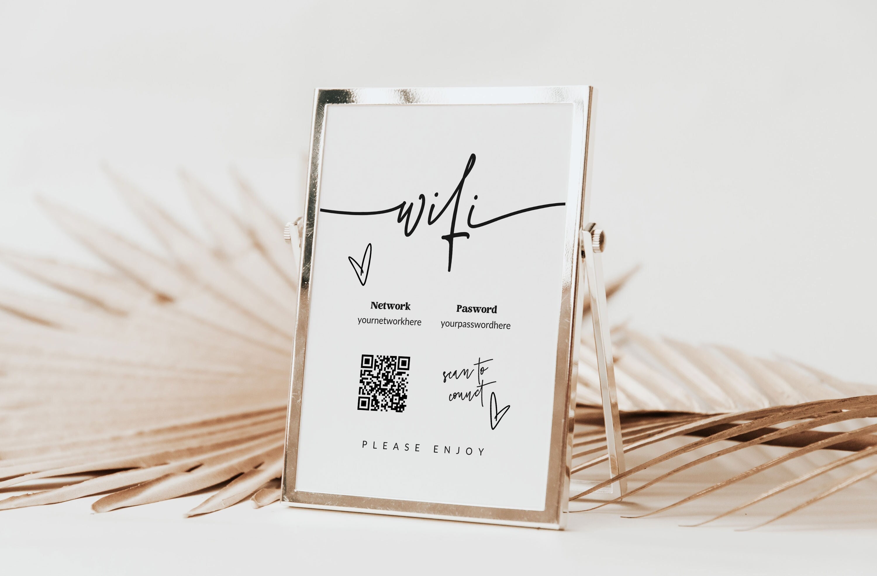Wifi Sign Wifi QR Code Sign Retro Wifi Password Sign Editable Wifi Password Sign Template ...