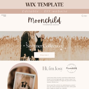 Wix Website Template - Boho Coach Wix Web Design - Neutral Template - Creative Wix Layout - Wix online shop - Aesthetic Website - Moonchild