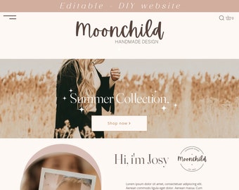 Wix Website Template - Boho Coach Wix Web Design - Neutral Template - Creative Wix Layout - Wix online shop - Aesthetic Website - Moonchild