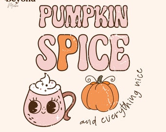 Pumpkin Spice png - Fall svg - Autumn svg - Boho Fall png- Thanksgiving svg - retro Autumn - Sublimation - Cut File Cricut Silhouette - A1