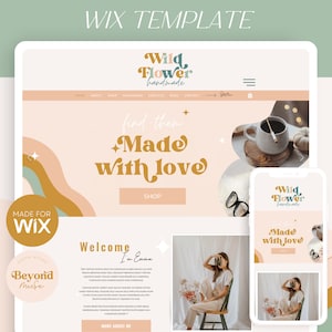 Boho Retro Wix website template -  Bright colorful wix template made for web shop, small business and creatives - ecommerce - Wild Flower