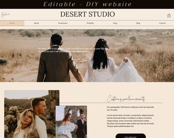 Modelo de site Wix para fotógrafo - Boho Wix Website Design Fotografia - Modelo wix em negrito - Modelos de site Wix de fotografia - Deserto