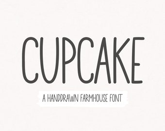 Cupcake Font - Handdrawn Farmhouse Font, Handwritten Font, Cricut Fonts, Fonts for Crafters, Procreate Fonts, Fonts for Cricut, Country Font