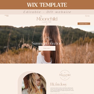 Wix Website Template for Coach Influencer Blogger Small Businesses, Boho Website Design, UGC Portfolio, Wix Web Design, Moonchild
