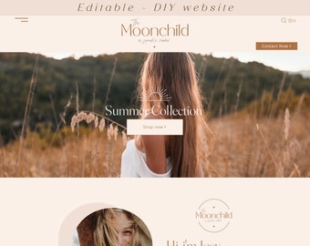 Wix Website Template for Coach Influencer Blogger Small Businesses, Boho Website Design, UGC Portfolio, Wix Web Design, Moonchild