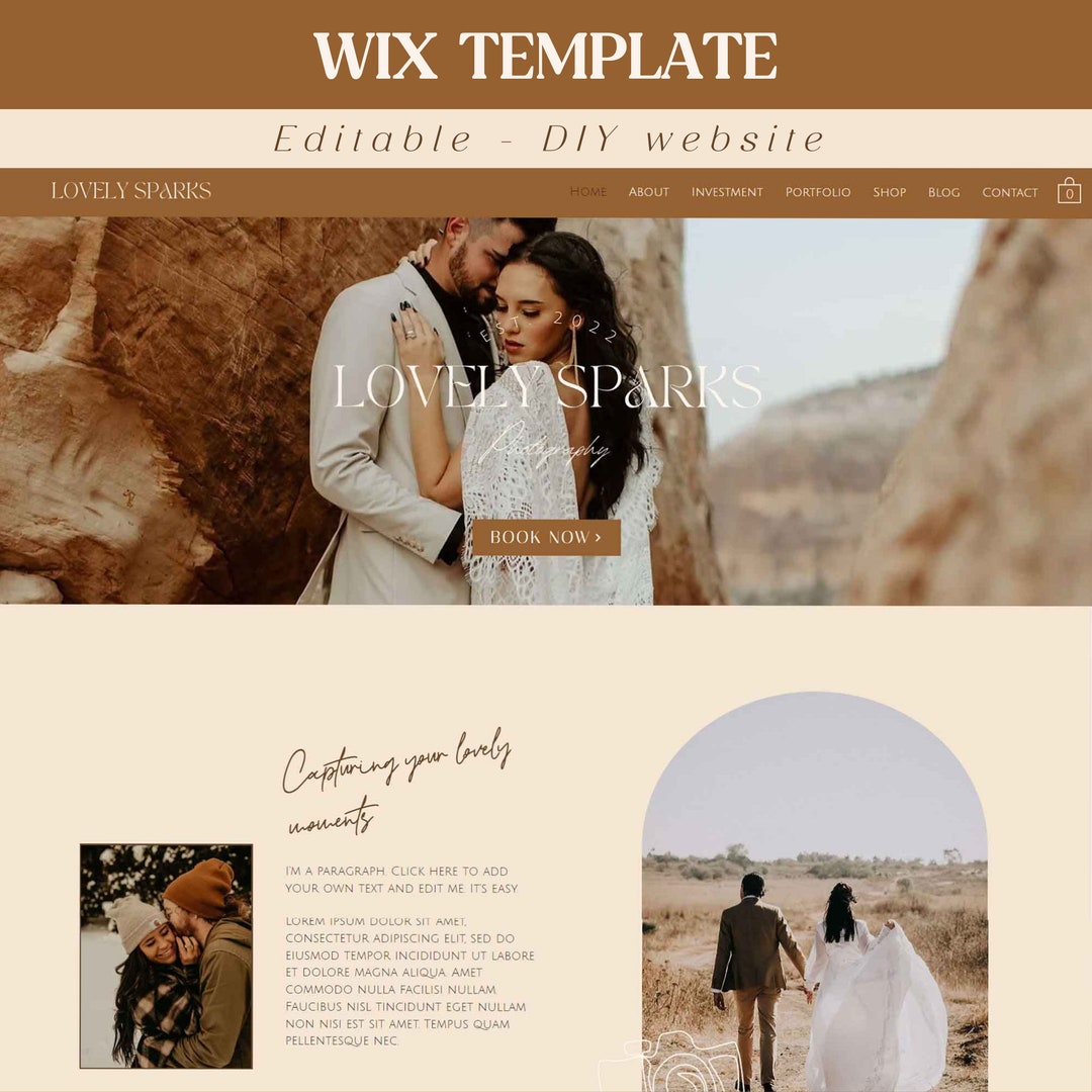 Wix Website Template Photographer - Boho Wix Template - Wedding ...