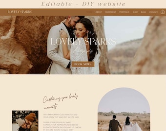 Wix Website Template Photographer - Boho Wix template - Wedding photography -  Wix Website Design Photographer - Wix Website - Lovely Sparks