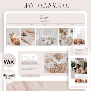 Wix Website Template - Premium Wix Template für Blogger - Feminine Blog Themes - Boho Website Design - Minimal Theme - Blogger - Zoey