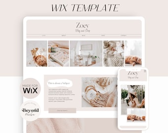 Wix Website Template - Premium Wix template for bloggers - Feminine Blog Themes - boho website design - Minimal Theme - Blogger - Zoey
