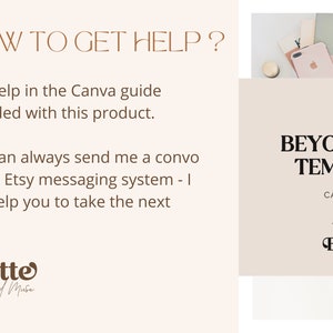 K&ouml;nnte beinhalten: Ein digitaler Leitfaden f&uuml;r Canva-Vorlagen mit dem Text "Beyond Muse Templates Canva Guide" und einem Logo mit dem Text "Beyond Muse Digital Studio".