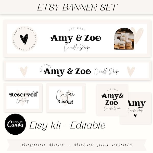 Etsy banner - Etsy shop banners for etsy sellers - etsy shop kit - Boho etsy banner template - etsy branding kit - sell on etsy- Amy