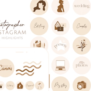 Copertine in evidenza di Instagram per fotografi - Boho neutro Fotografia icone di Instagram - modelli Canva - fotografia di matrimonio - Lovely Sparks
