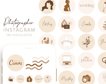 Photographer Instagram highlight Covers - Boho neutral Photography instagram icons - canva templates - wedding photography - Lovely Sparks