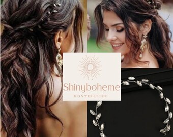 Headband diadème de mariée bohème bijou de cheveux mariage boho, bandeau de cheveux mariée, accessoire coiffure, demoiselle d'honneur bohème