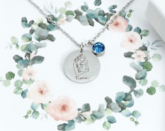 Personalisierte Kette | Geschenk zur Geburt | Geschenk Mama | Halskette | Edelstahl