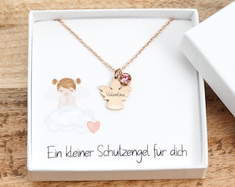 Halskette mit Schutzengel Taufkette Geschenk Taufe Kommunion Geburt Mädchen Junge