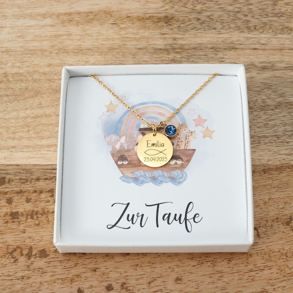 Personalisierte Kette | Geschenk zur Taufe Kommunion | Geschenk Geburt | Halskette Taufkette | Edelstahl