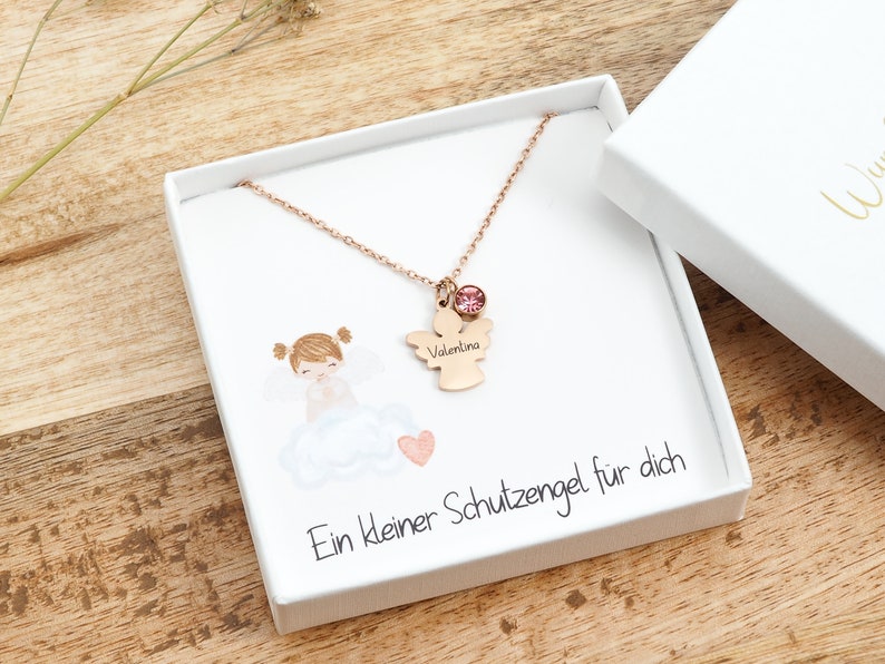 Halskette mit Schutzengel Taufkette Geschenk Taufe Kommunion Geburt Mädchen Junge Bild 9