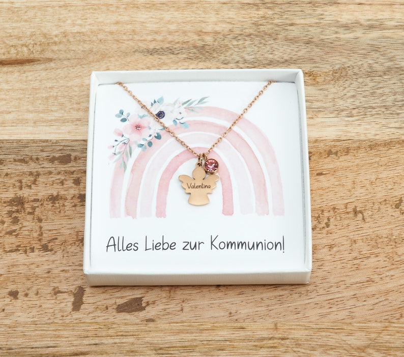 Personalisierte Kette zur Kommunion Schutzengel Bild 1