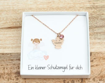 Christening gift, christening necklace for baptism, communion, girl, stainless steel necklace, guardian angel