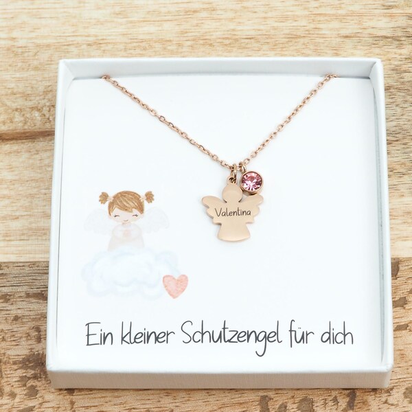 Taufgeschenk Taufkette zur Taufe Kommunion Mädchen Halskette Edelstahl Schutzengel