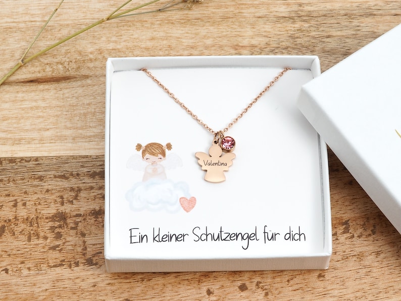 Halskette mit Schutzengel Taufkette Geschenk Taufe Kommunion Geburt Mädchen Junge Bild 8