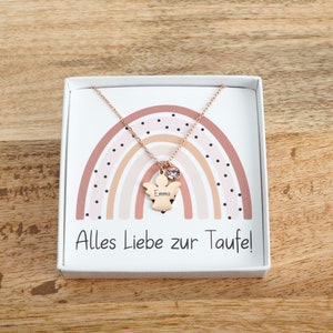 Personalisierte Kette Geschenk zur Taufe Kommunion Geschenk Geburt Halskette Edelstahl Schutzengel Taufkette Bild 1