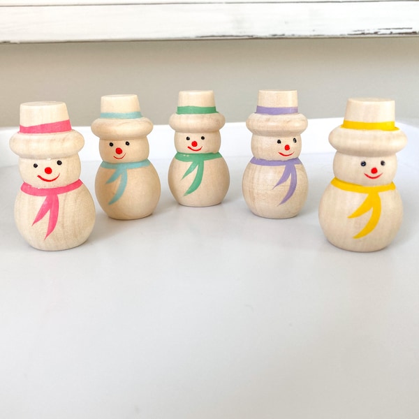 Snowmen Peg Doll - Wooden Snowmen - Peg Dolls