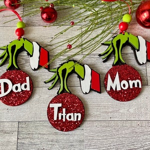 Grinch Ornament, Personalized Grinch Ornament, Christmas Ornament, Personalized Christmas Ornament, Family Ornament, Grinch