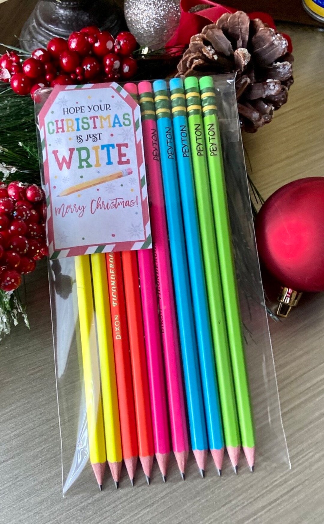 Personalized Christmas Pencils Christmas Gift Hope Your Etsy