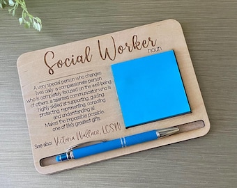 Social Worker Sticky Note Holder, Personalized Social Worker Gift, Social Worker Graduate Gift, Social Worker Definition, Desk Organizer