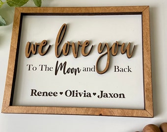 Personalized Love You To The Moon and Back Sign, Farmhouse Nursery Decor