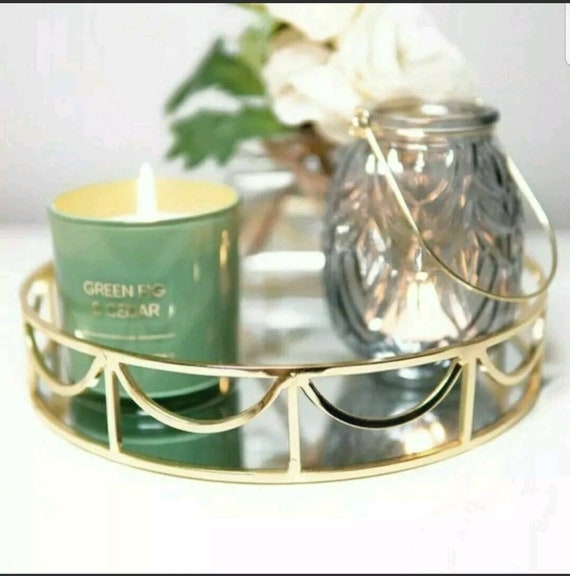 Beautiful 30cm Round Mirror Candle Plate Gold Plated Wedding Beautiful 30cm Round Mirror Candle, Round Mirror Candle Plate 30cm