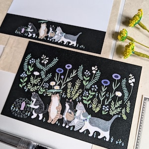 4 legs postcard l Night Cat l Cat postcards l Send more mail