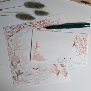 Tani Konatsu Letter set Swan l Mino Washi paper l Envelopes and letter paper l 12 sheets l 4 envelopes l Snail mail l Letter writing set